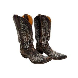 Size 8 Womens Old Gringo Eagle Swarovski Crystals Snip Toe Cowboy Cowgirl Boots